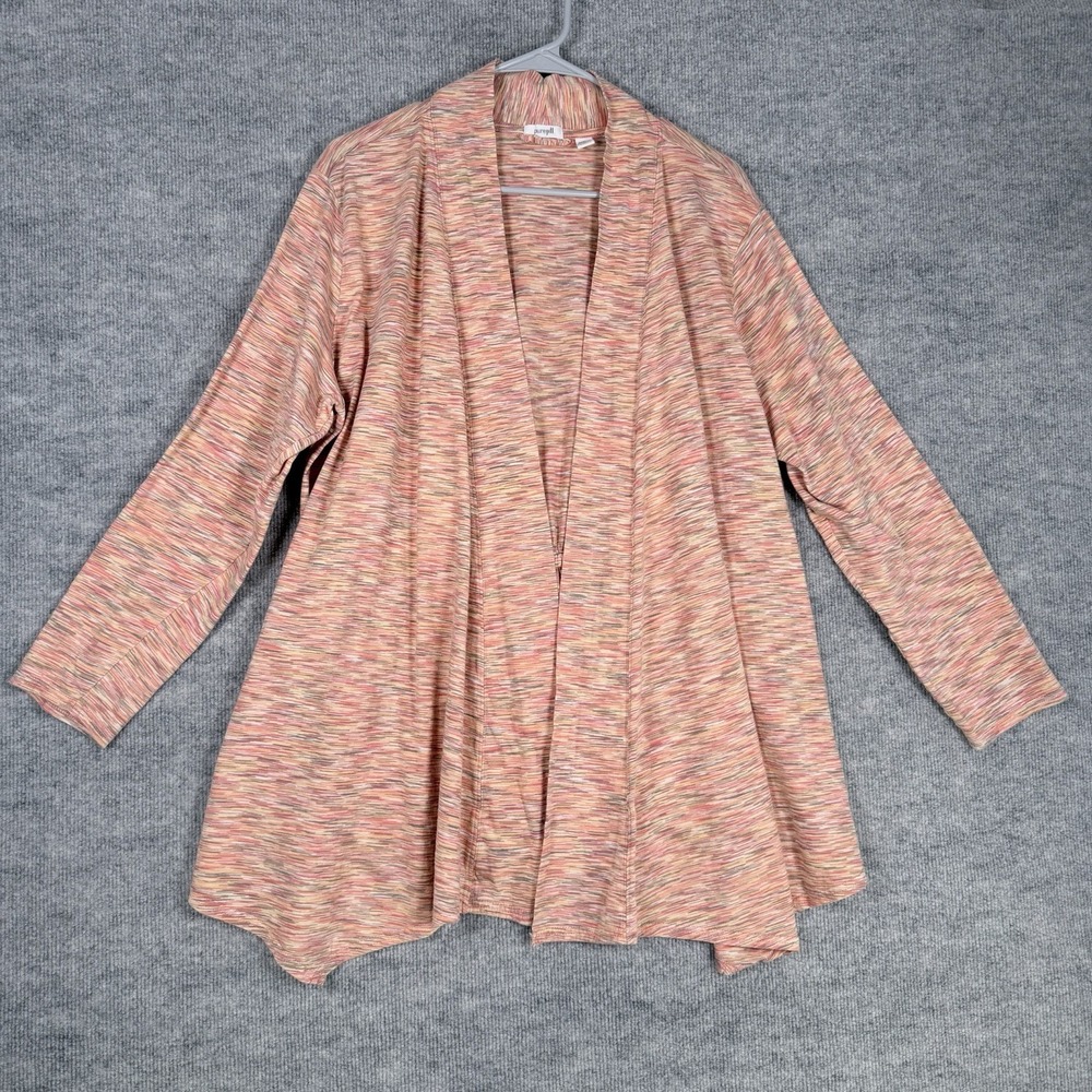 Pure J‎ Jill Size-2X Womens Cardigan Top Orange Cotton Open-Front Tunic